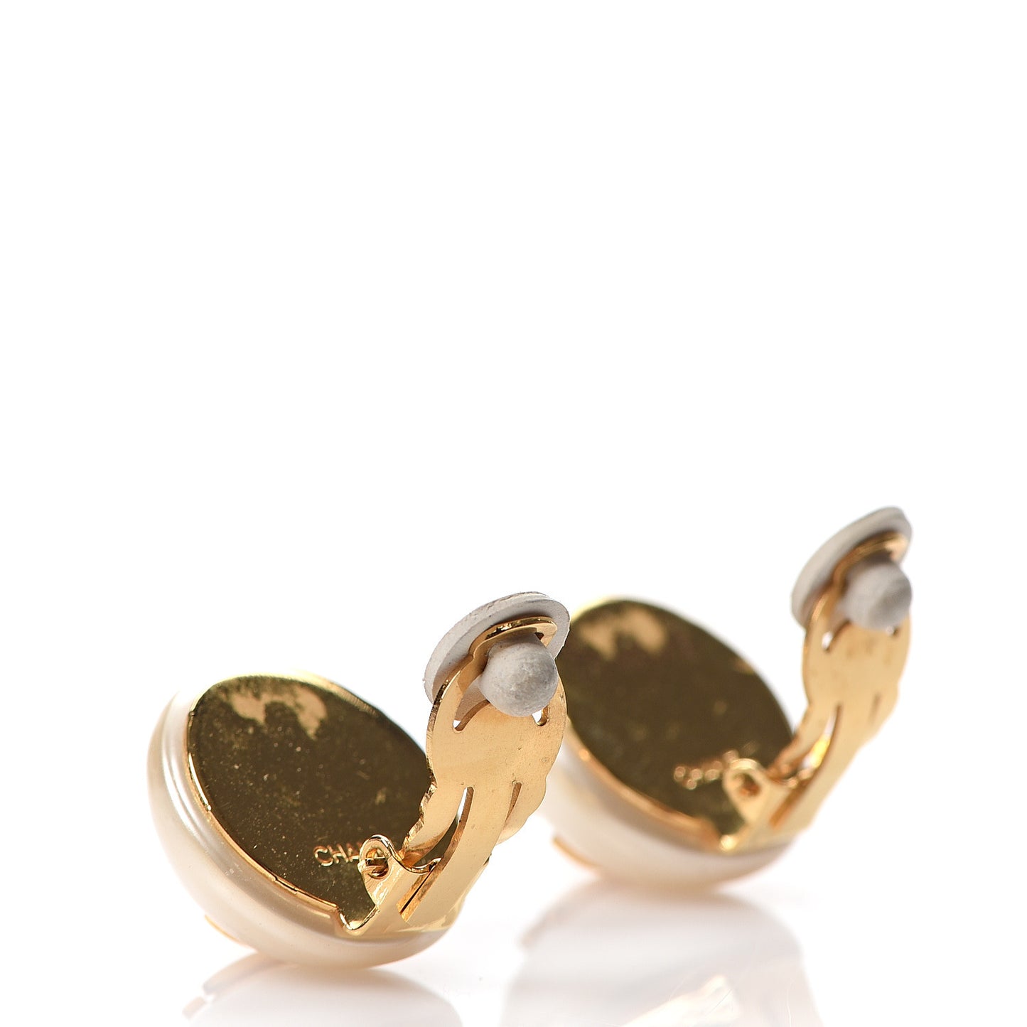 Pearl CC Clip On Earrings Gold