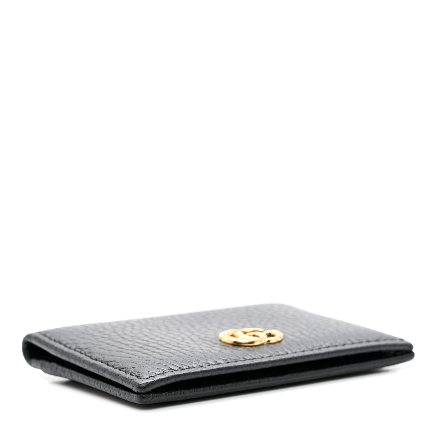 Pebbled Calfskin GG Marmont Card Case Black