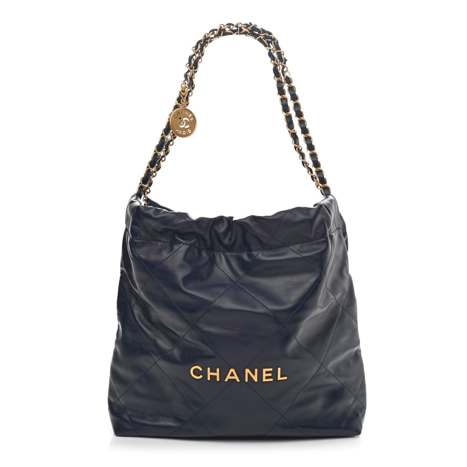Chanel Shiny Calfskin Quilted Small Chanel 22 Navy 3 of 11