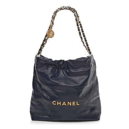 Chanel Shiny Calfskin Quilted Small Chanel 22 Navy 3 of 11