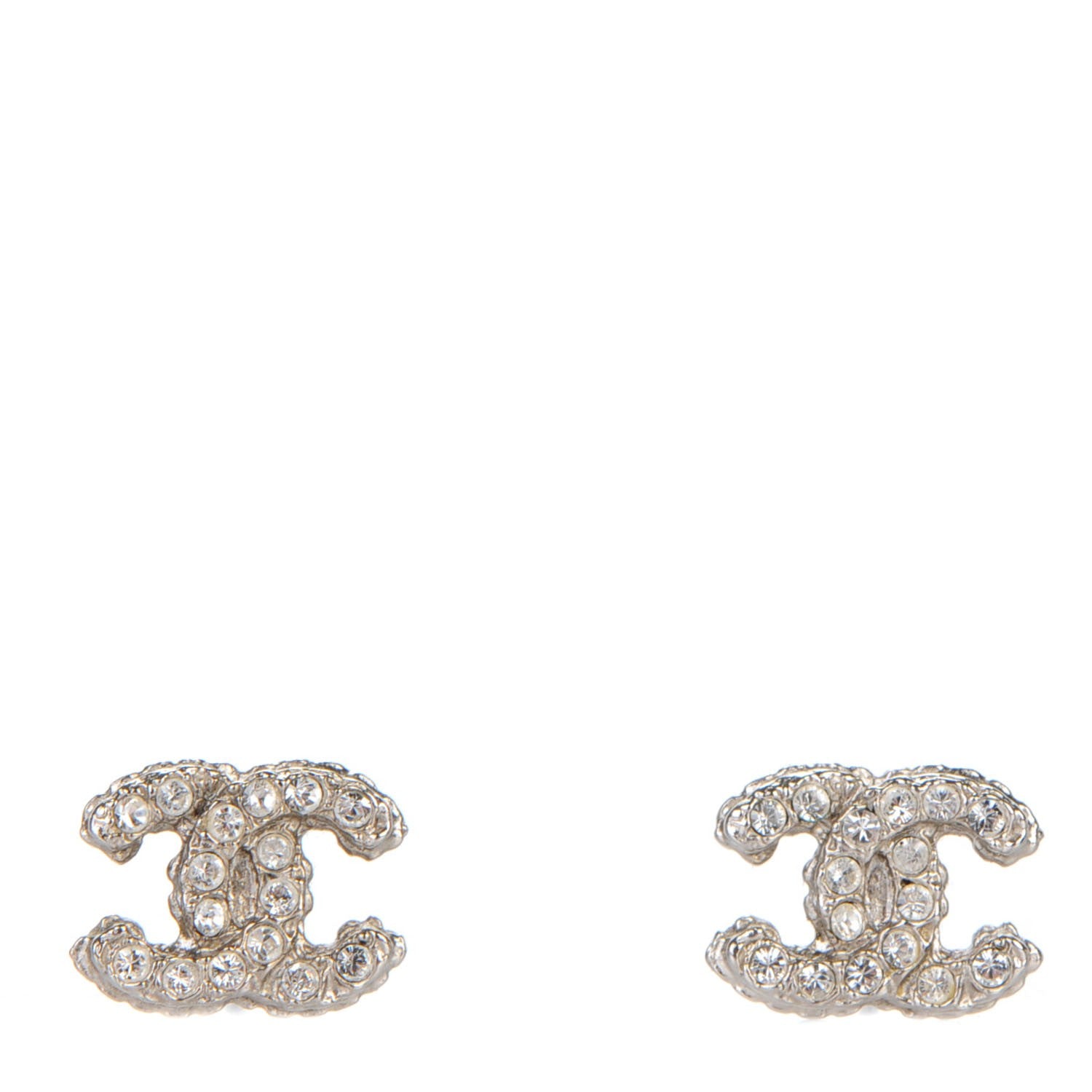 Chanel Crystal CC Earrings Silver 1 of 4