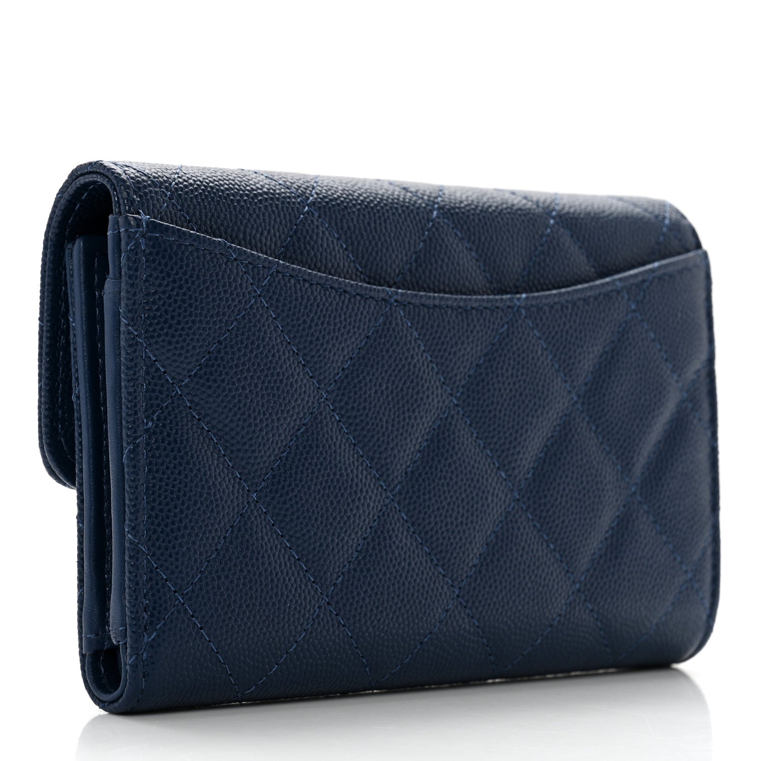 Chanel Caviar Quilted Medium Flap Wallet Dark Blue 2 of 12