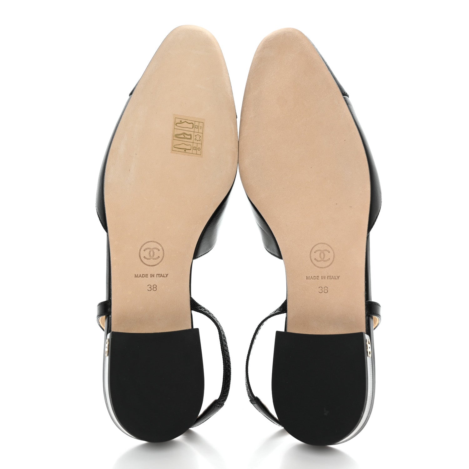 Chanel Goatskin Grosgrain CC Slingback Flats 38 Black 5 of 9