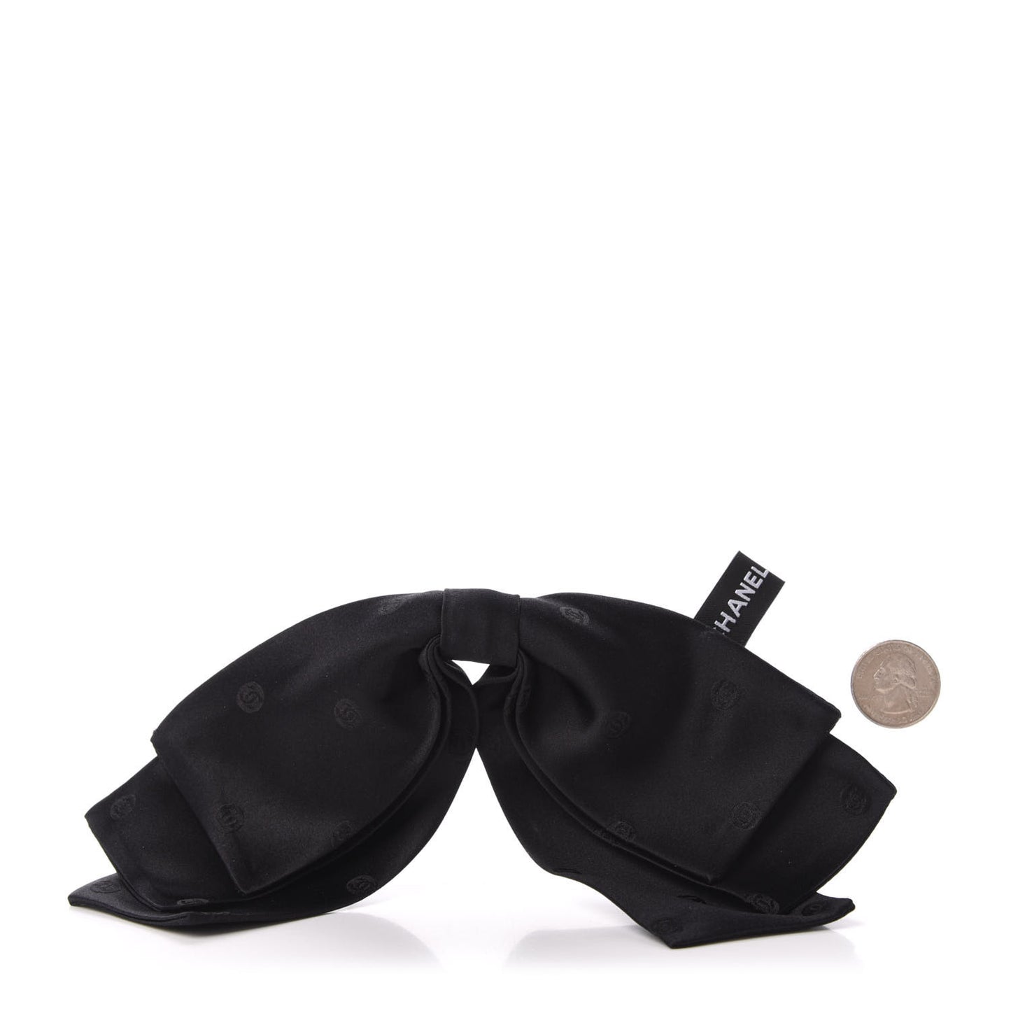 Satin CC Hair Clip Bow Black