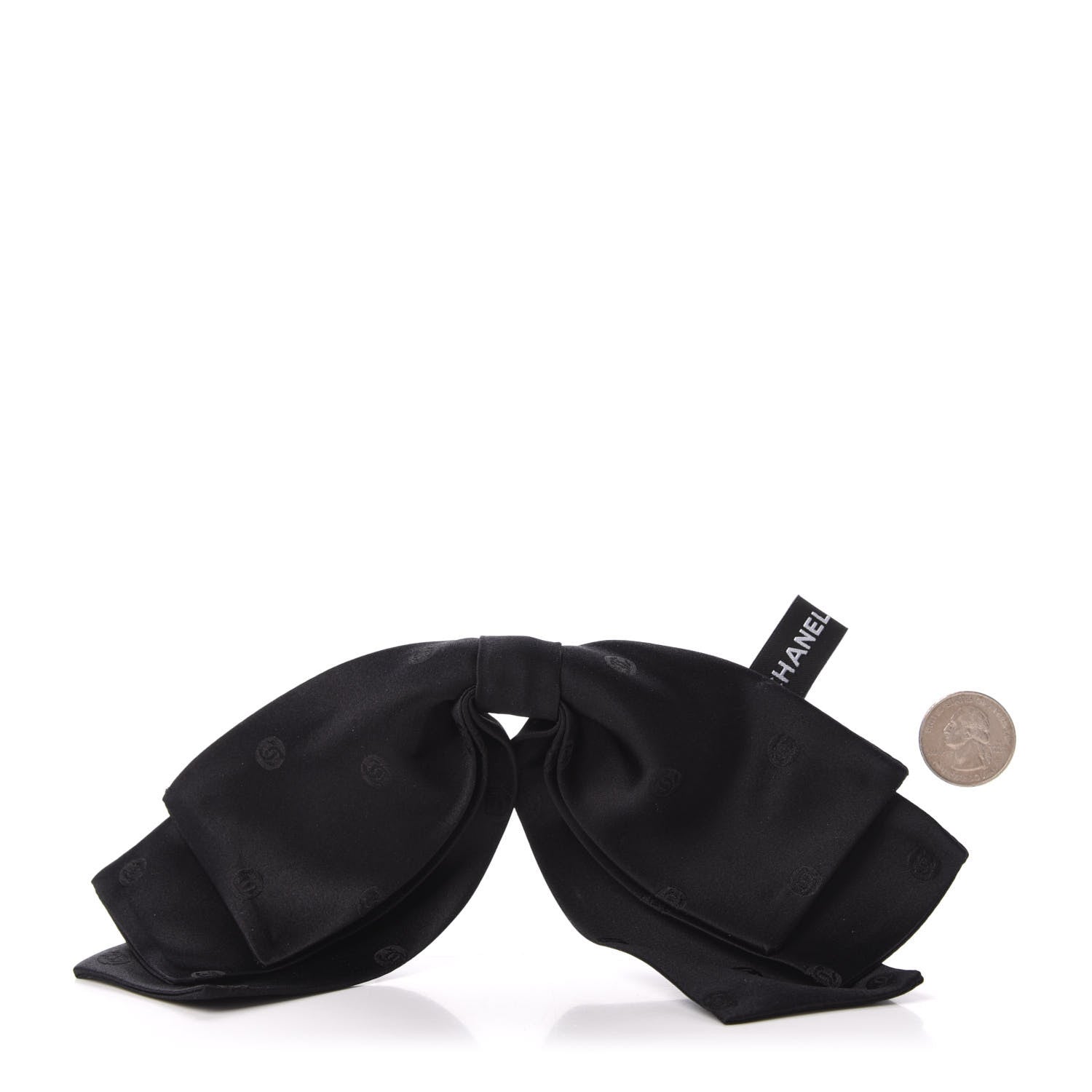 Chanel Satin CC Hair Clip Bow Black 2 of 6