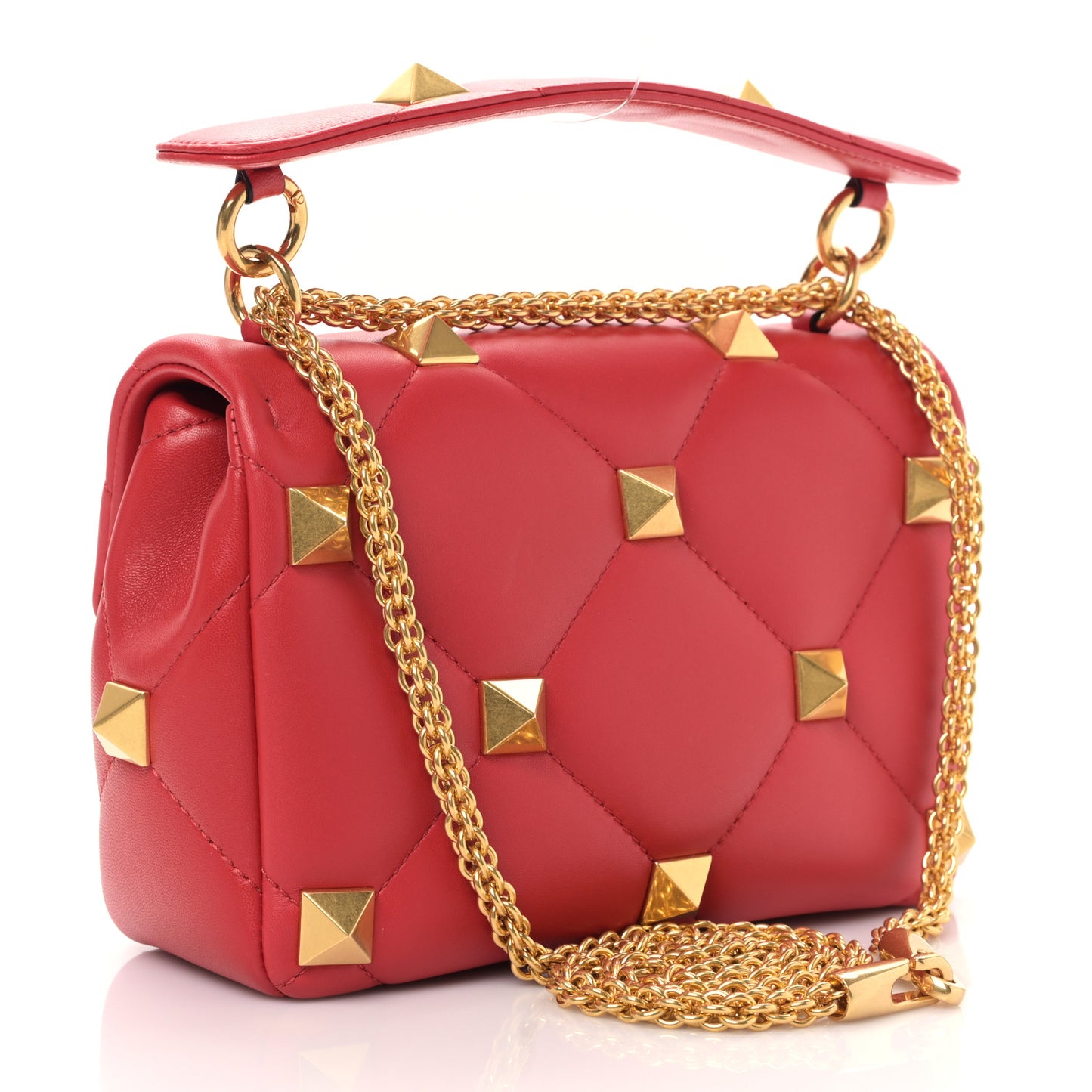 Nappa Medium Roman Stud Shoulder Bag Rouge Pur