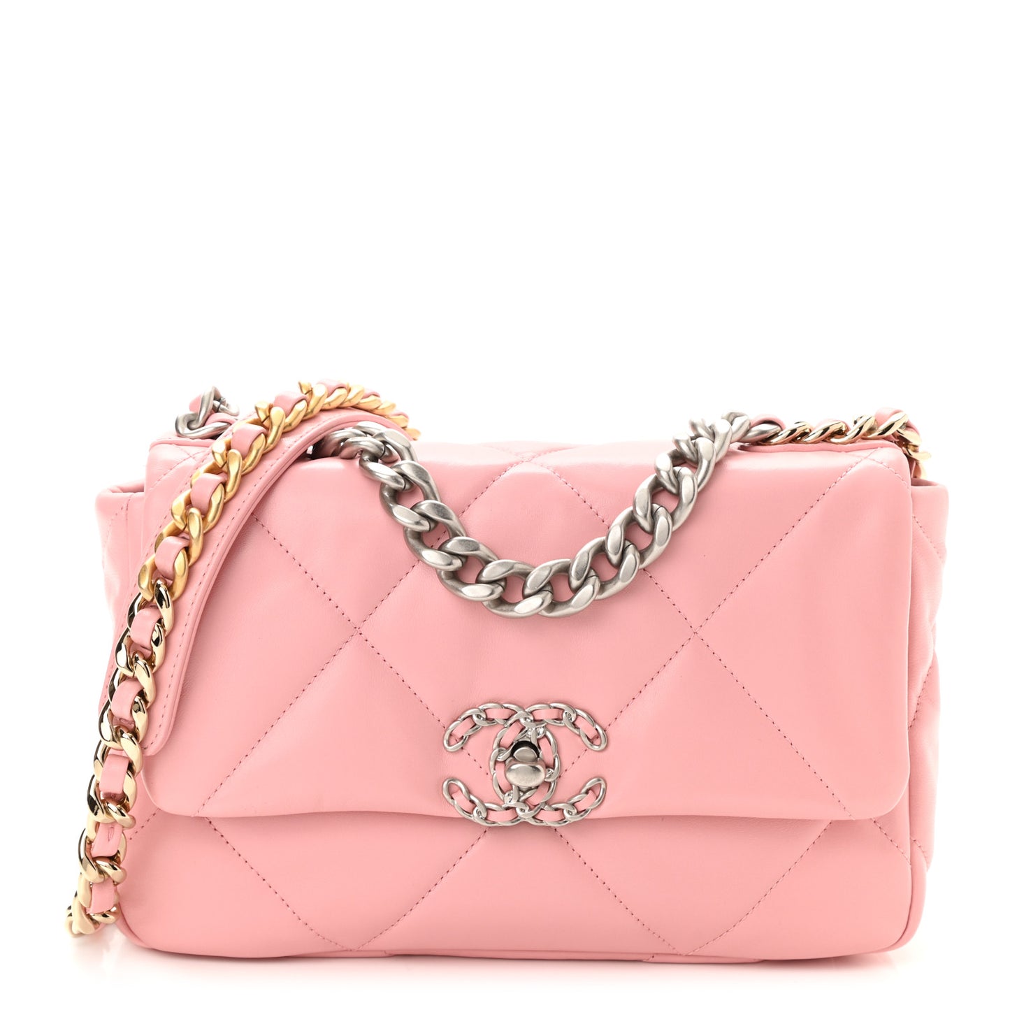Goatskin Quilted Medium Chanel 19 Flap Light Pink