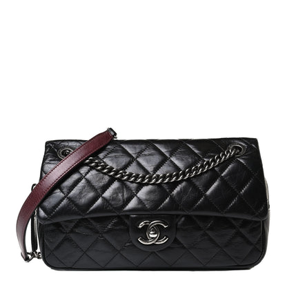 Chanel Glazed Calfskin Medium Duo Color Flap Black 1 of 17