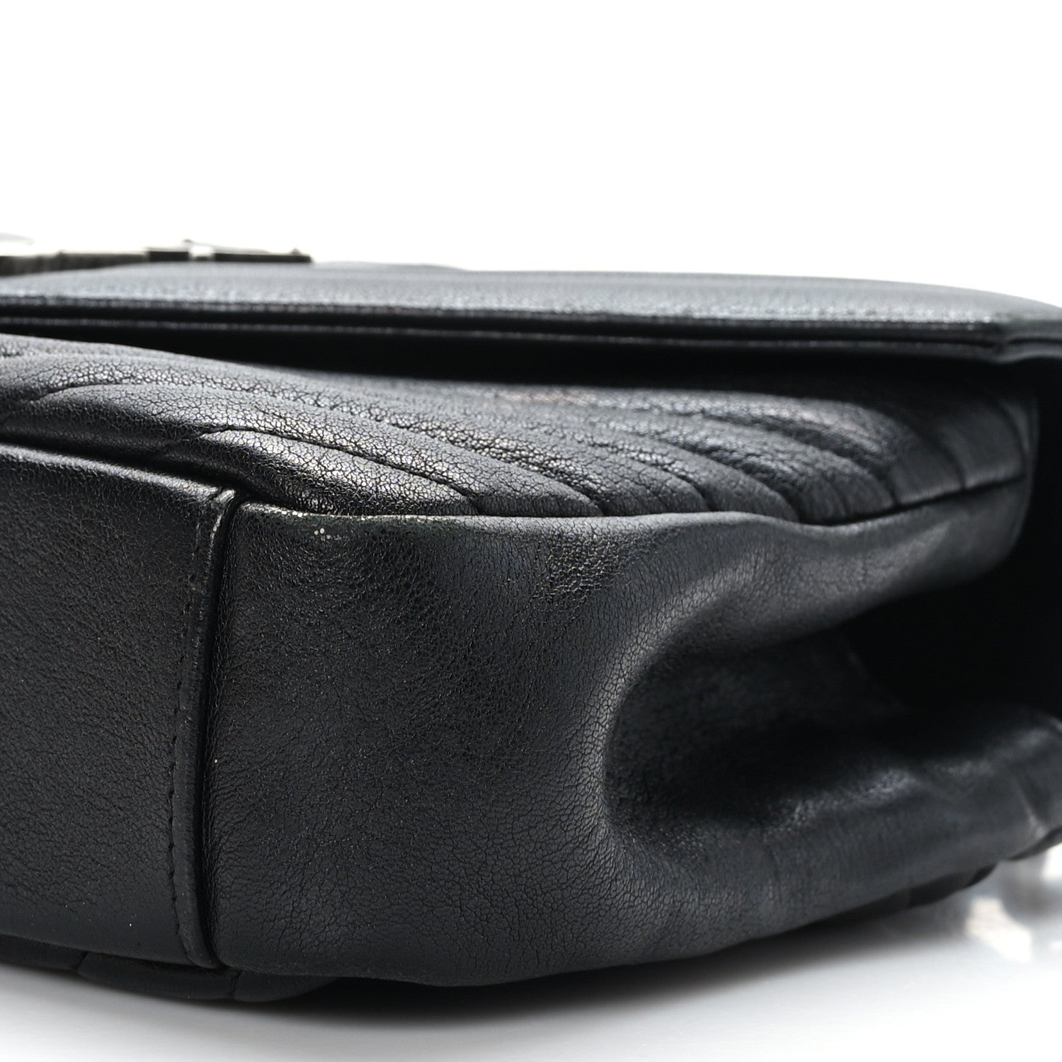 Saint Laurent Sheepskin Matelasse Chevron Monogram Medium College Bag Black 8 of 8
