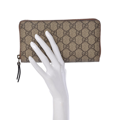 Gucci GG Supreme Monogram Cuoio Toscano Zip Around Wallet Beige Ebony Cuir 2 of 8