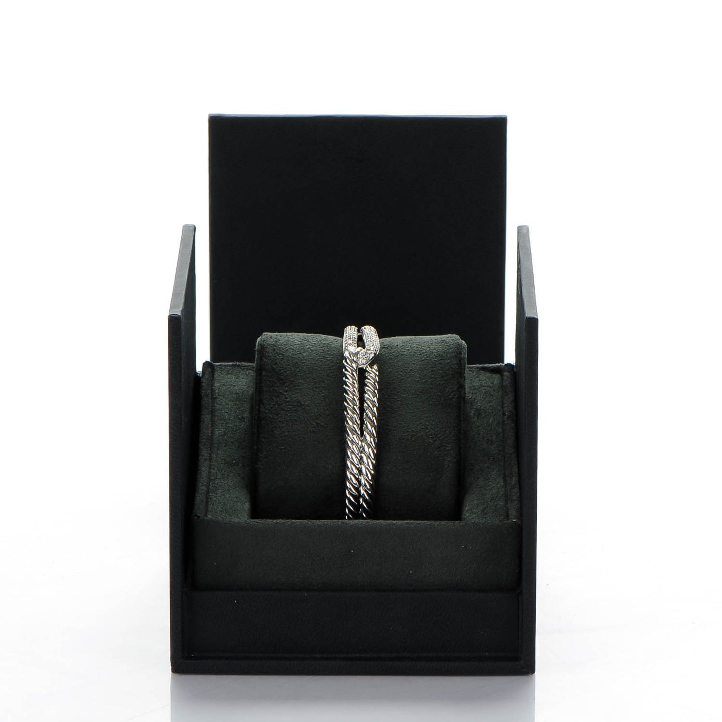 Sterling Silver Diamond 7mm Petite Pave Single Loop Labyrinth Bracelet