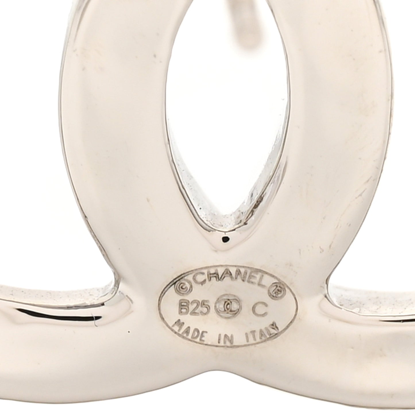 Metal Square CC Earrings Silver