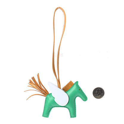 Hermes Milo Lambskin Grigri Rodeo Pegase Horse Bag Charm PM Menthe Sesame Bleu Brume 2 of 4