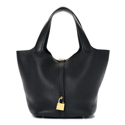 Hermes Taurillon Clemence Picotin Lock 22 MM Black 1 of 13