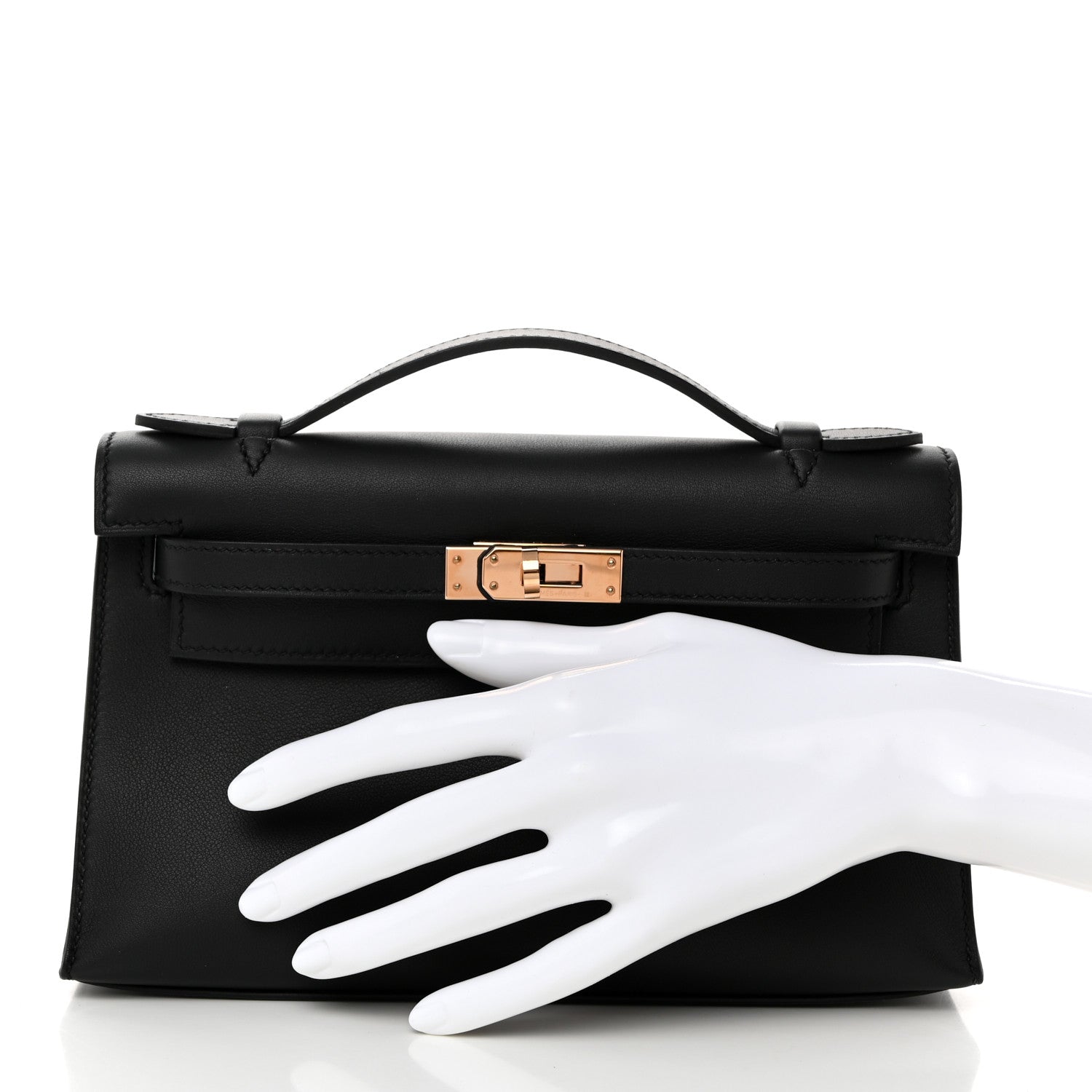 Hermes Swift Kelly Pochette Clutch Black 2 of 9