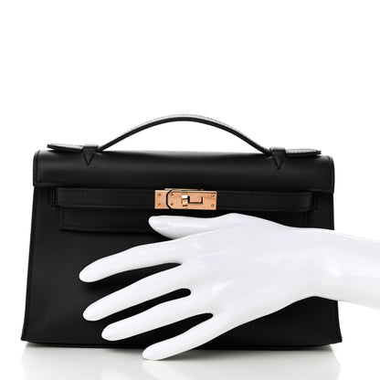 Hermes Swift Kelly Pochette Clutch Black 2 of 9