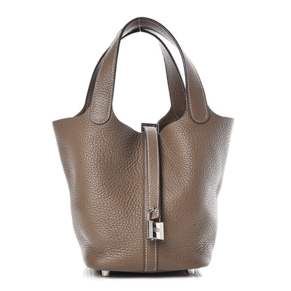 Hermes Taurillon Clemence Picotin Lock 18 PM Etoupe 1 of 13