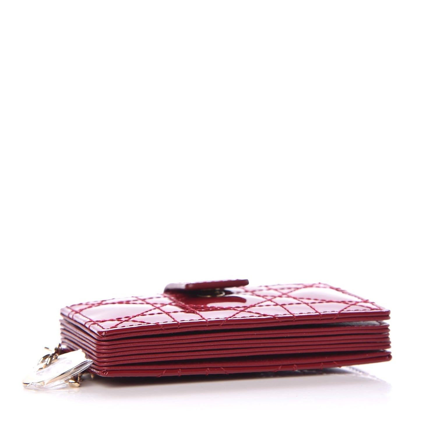 Patent Cannage Lady Dior 5-Gusset Card Holder Scarlet