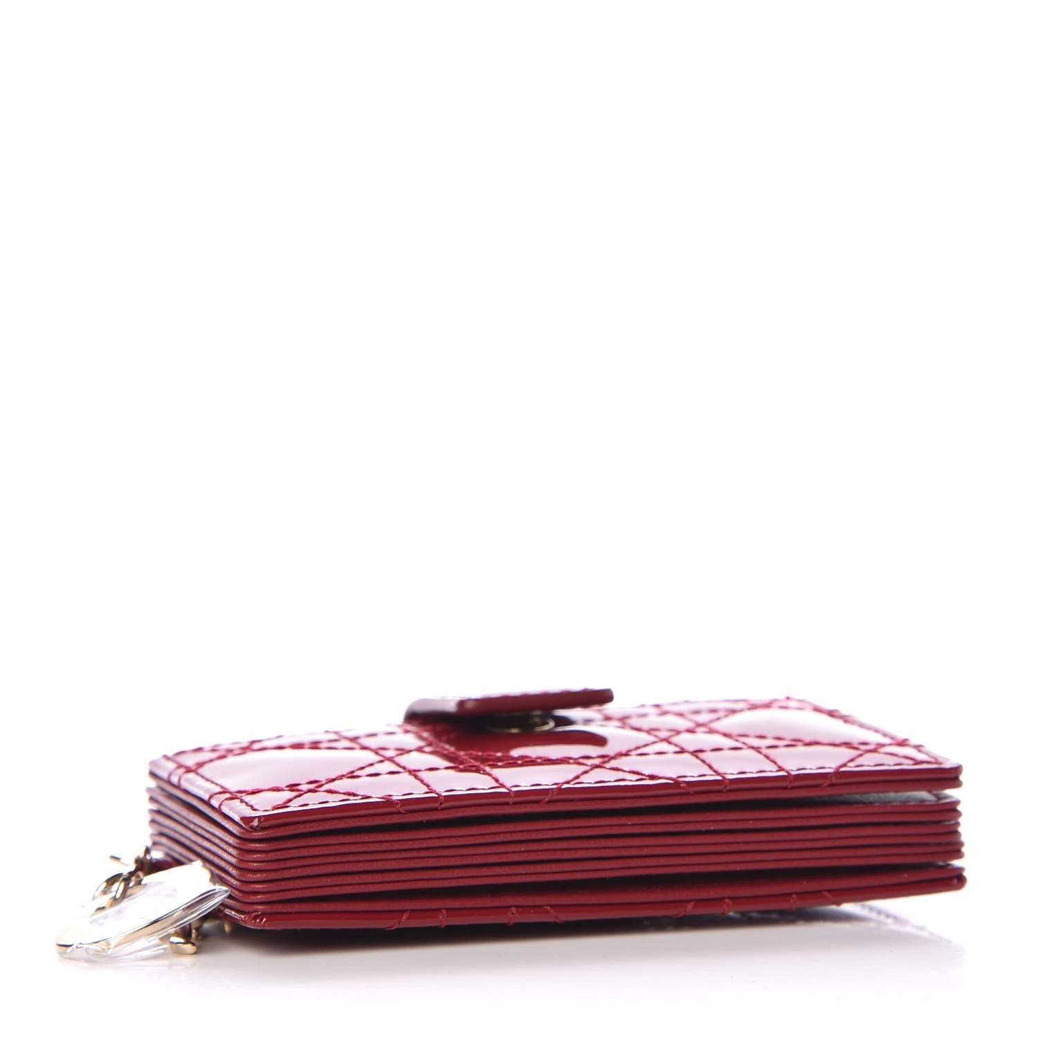 Christian Dior Patent Cannage Lady Dior 5-Gusset Card Holder Scarlet 4 of 9