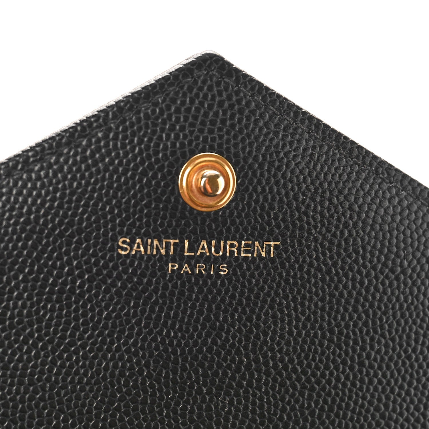 Saint Laurent Grain De Poudre Matelasse Chevron Monogram Chain Wallet Black 6 of 9