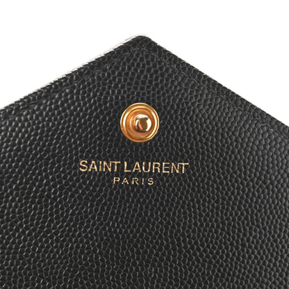 Saint Laurent Grain De Poudre Matelasse Chevron Monogram Chain Wallet Black 6 of 9