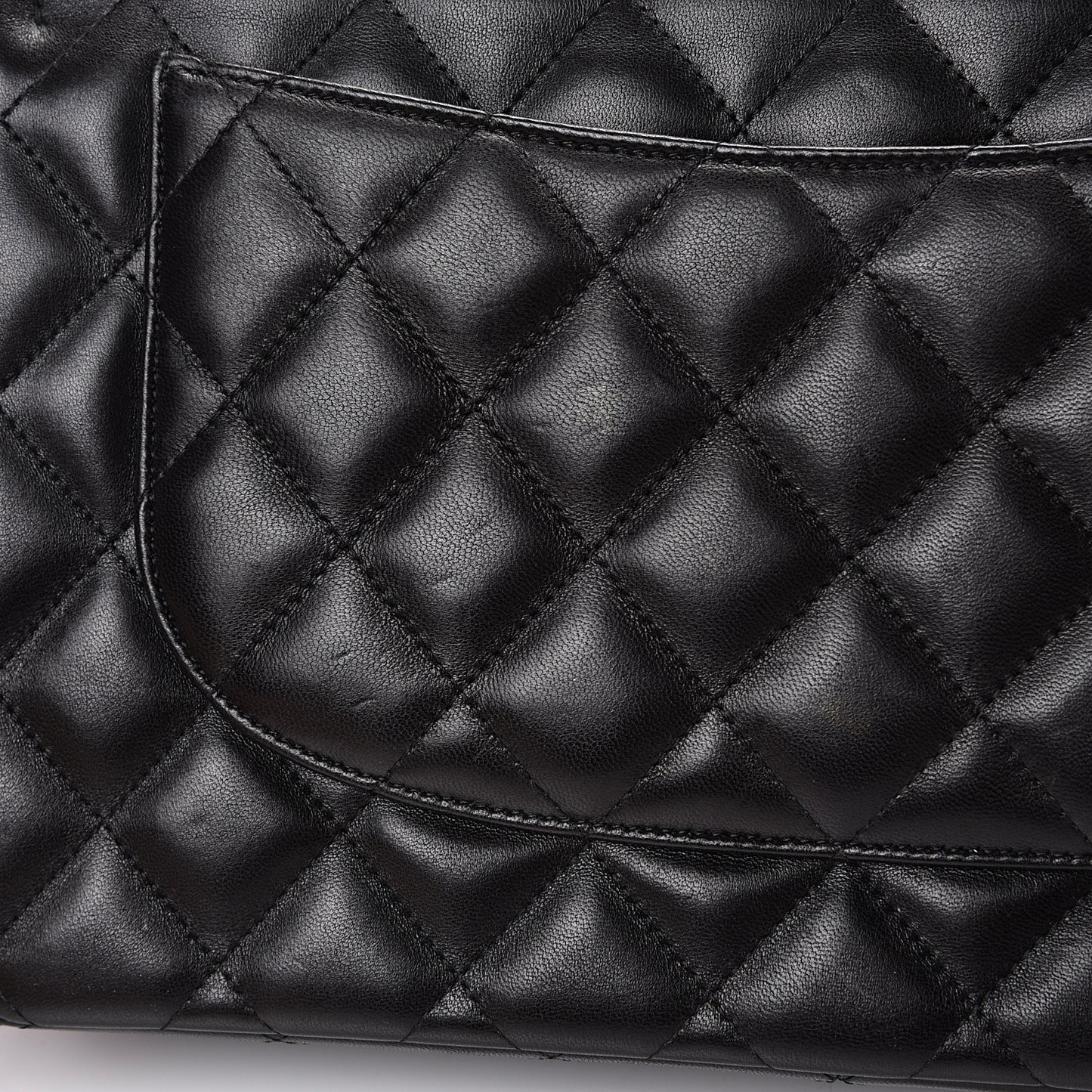 Lambskin Quilted Jumbo Double Flap Black
