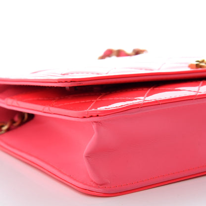 Chanel Patent Calfskin Quilted Boy Wallet On Chain WOC Pink 5 of 12