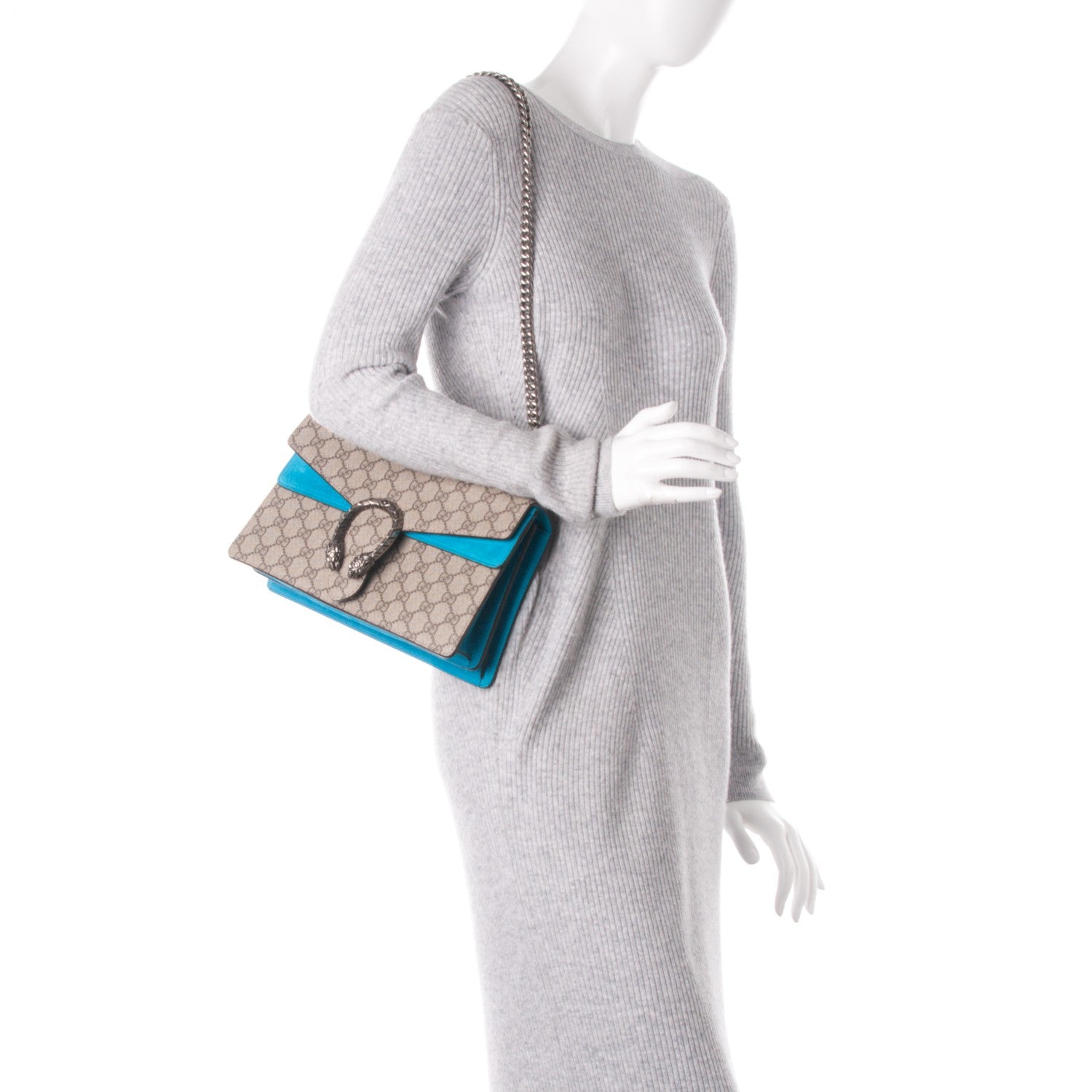 Gucci GG Supreme Monogram Small Dionysus Shoulder Bag Bright Turquoise 3 of 8