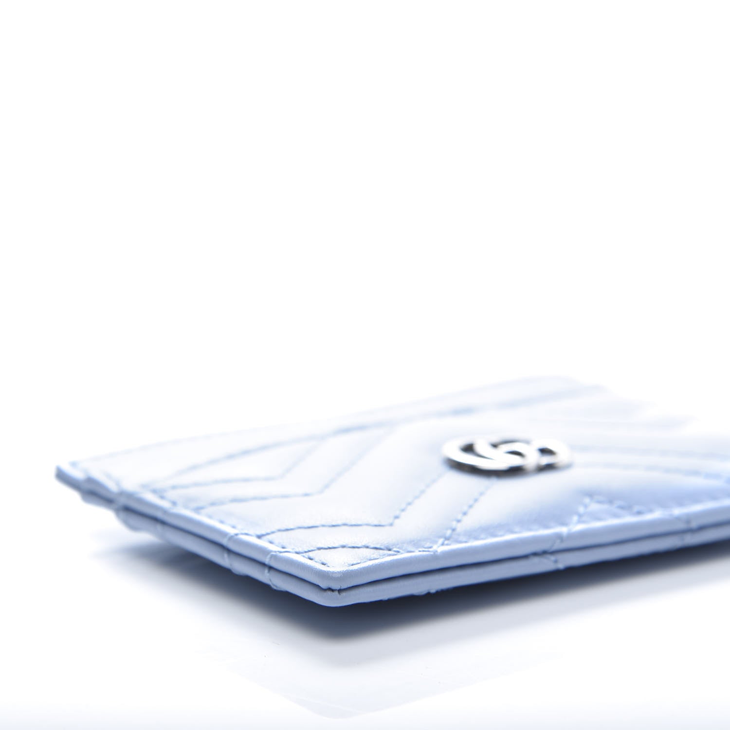 Gucci Calfskin Matelasse GG Marmont Card Holder Porcelain Light Blue 7 of 9