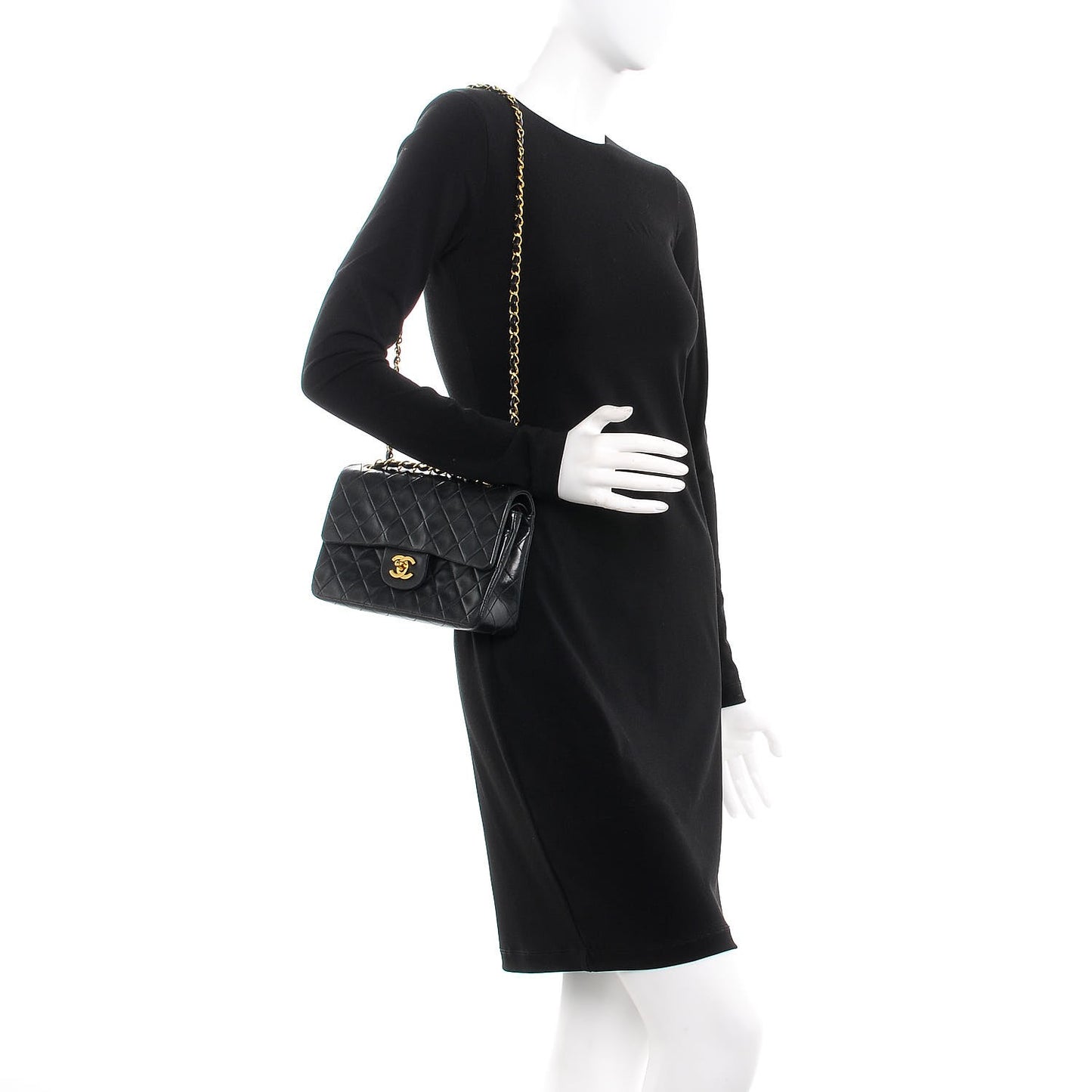 Lambskin Quilted Small Double Flap Black