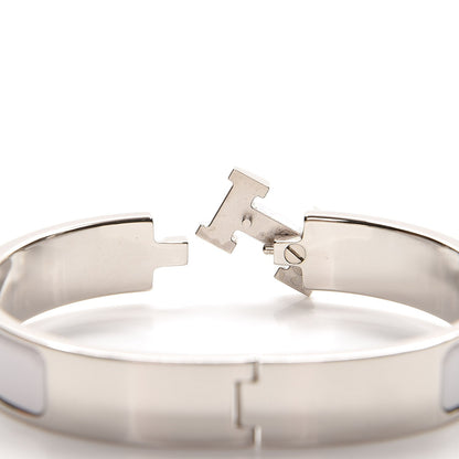 Hermes Enamel Narrow Clic Clac H Bracelet GM White 3 of 5