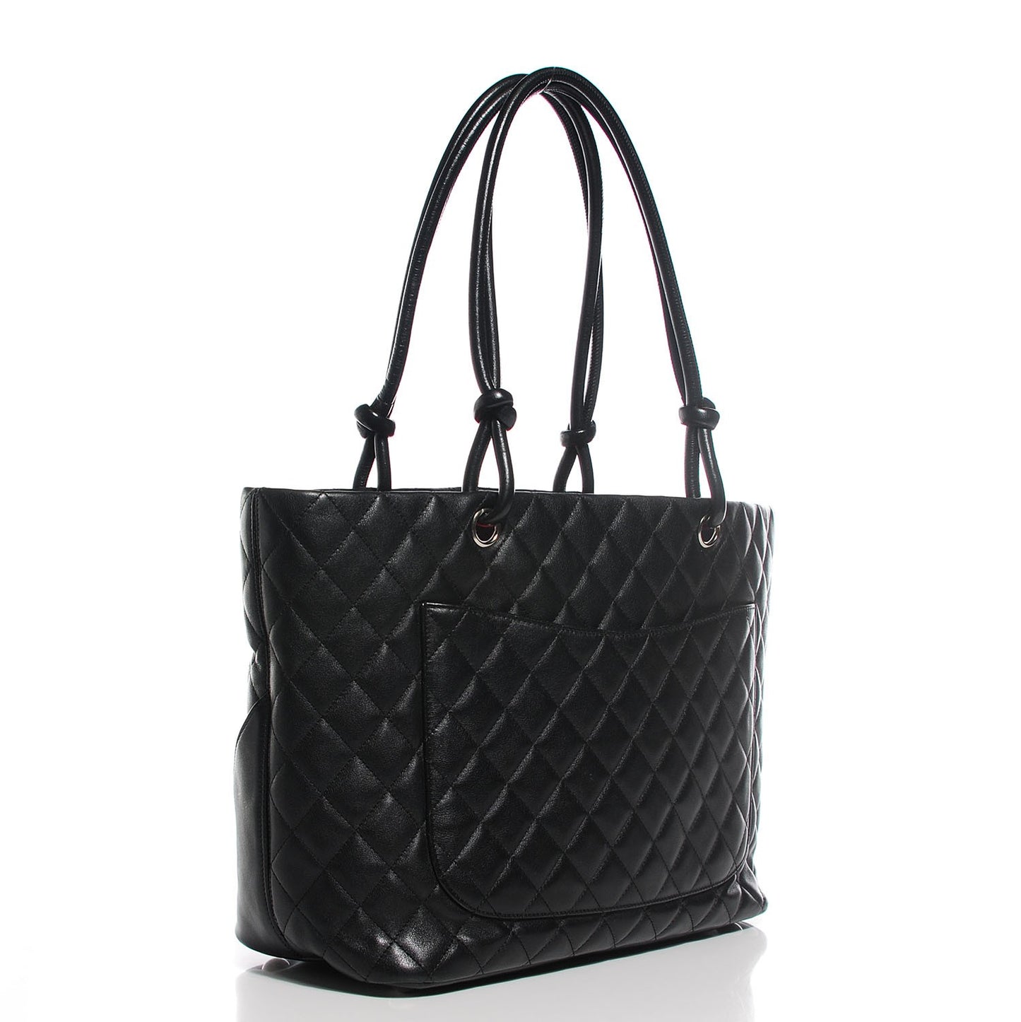 Calfskin Quilted Large Cambon Tote Black White