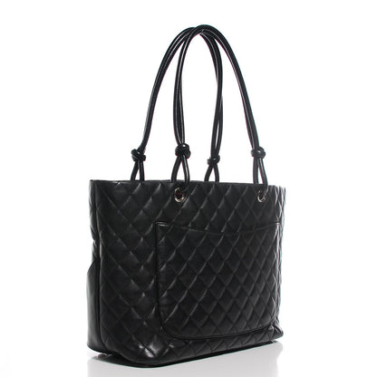 Chanel Calfskin Quilted Large Cambon Tote Black White 3 of 7