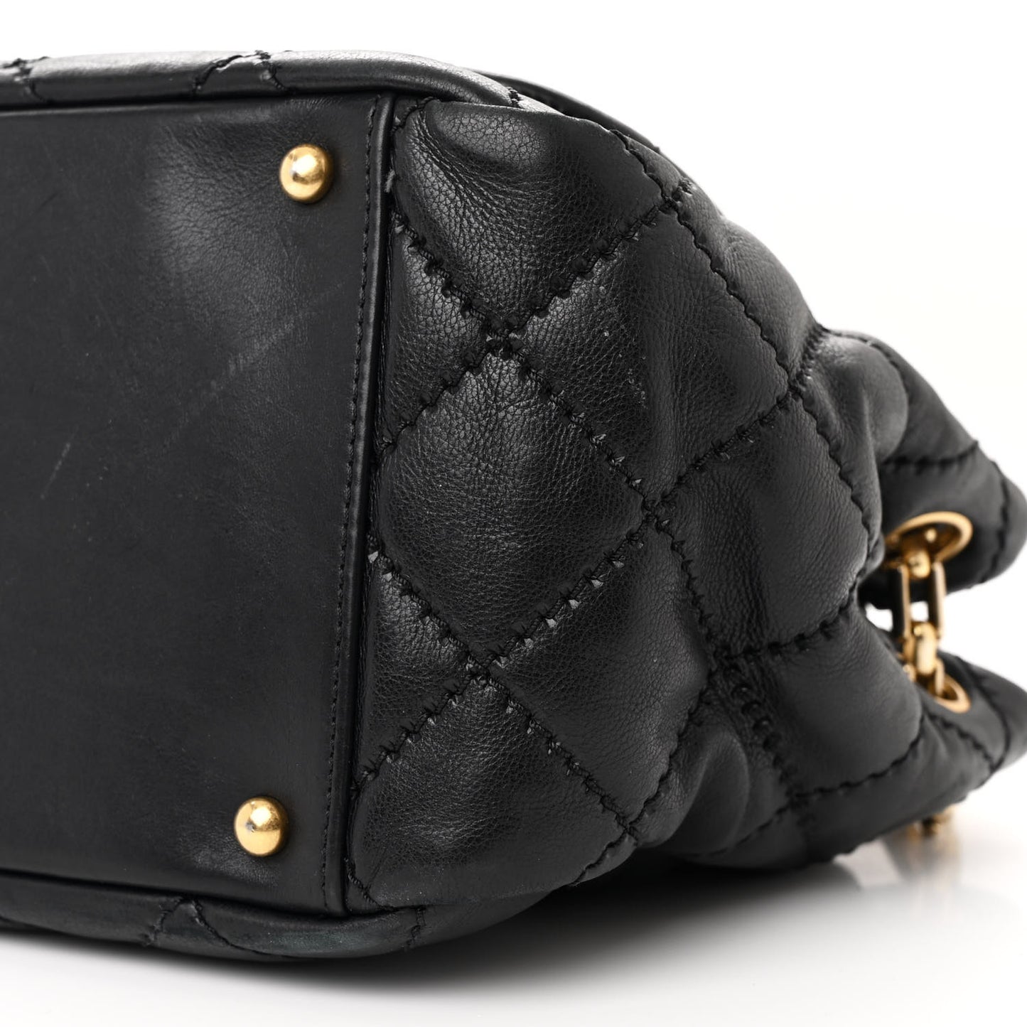 Calfskin Quilted Retro Chain Flap Black