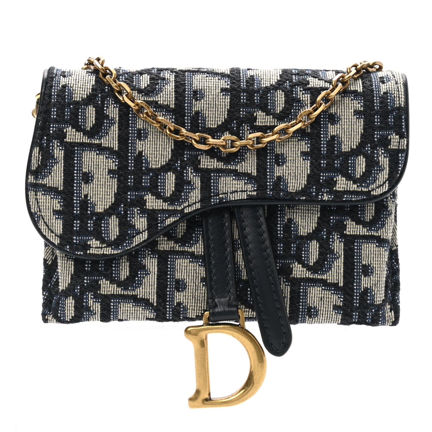 Oblique Nano Saddle Chain Pouch Blue