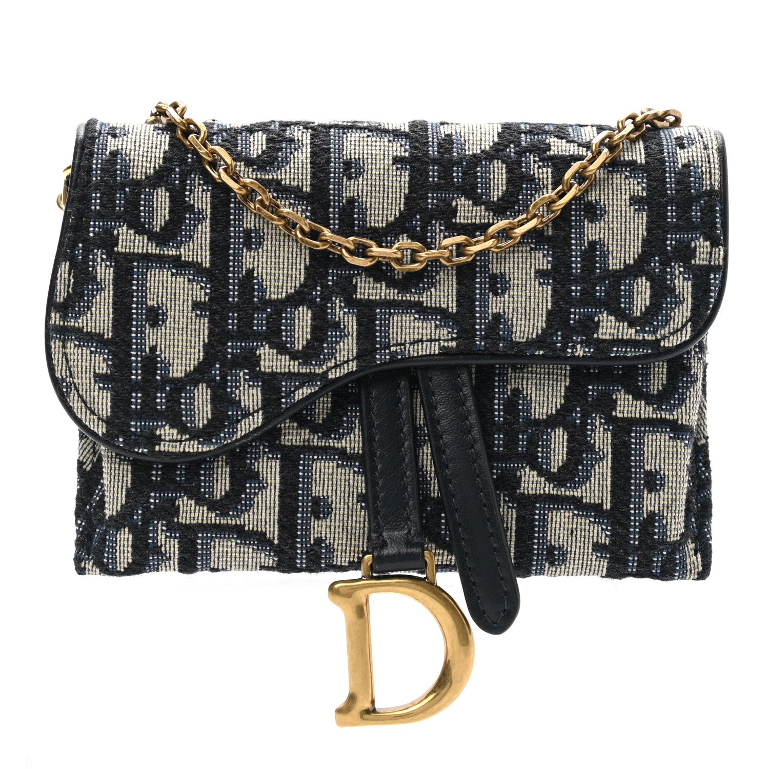 Christian Dior Oblique Nano Saddle Chain Pouch Blue 1 of 7