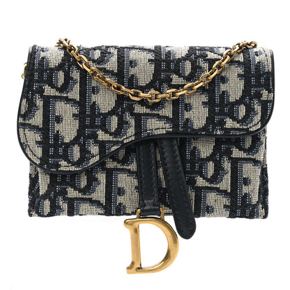 Christian Dior Oblique Nano Saddle Chain Pouch Blue 1 of 7