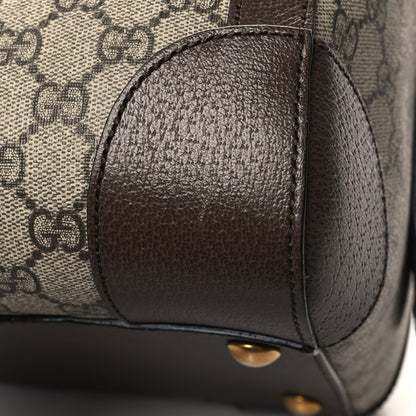 Gucci GG Supreme Monogram Textured Dollar Calfskin Web Medium Savoy Duffle Bag Beige Ebony New Acero 10 of 10