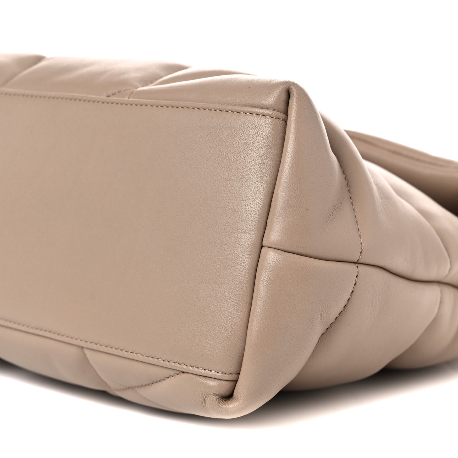 Saint Laurent Lambskin Quilted Medium Loulou Puffer Monogram Chain Satchel Dark Beige 10 of 13