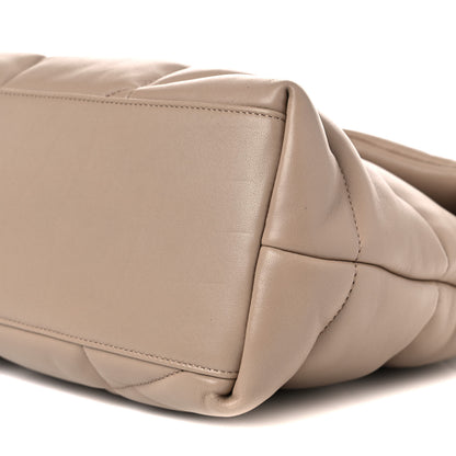 Saint Laurent Lambskin Quilted Medium Loulou Puffer Monogram Chain Satchel Dark Beige 10 of 13