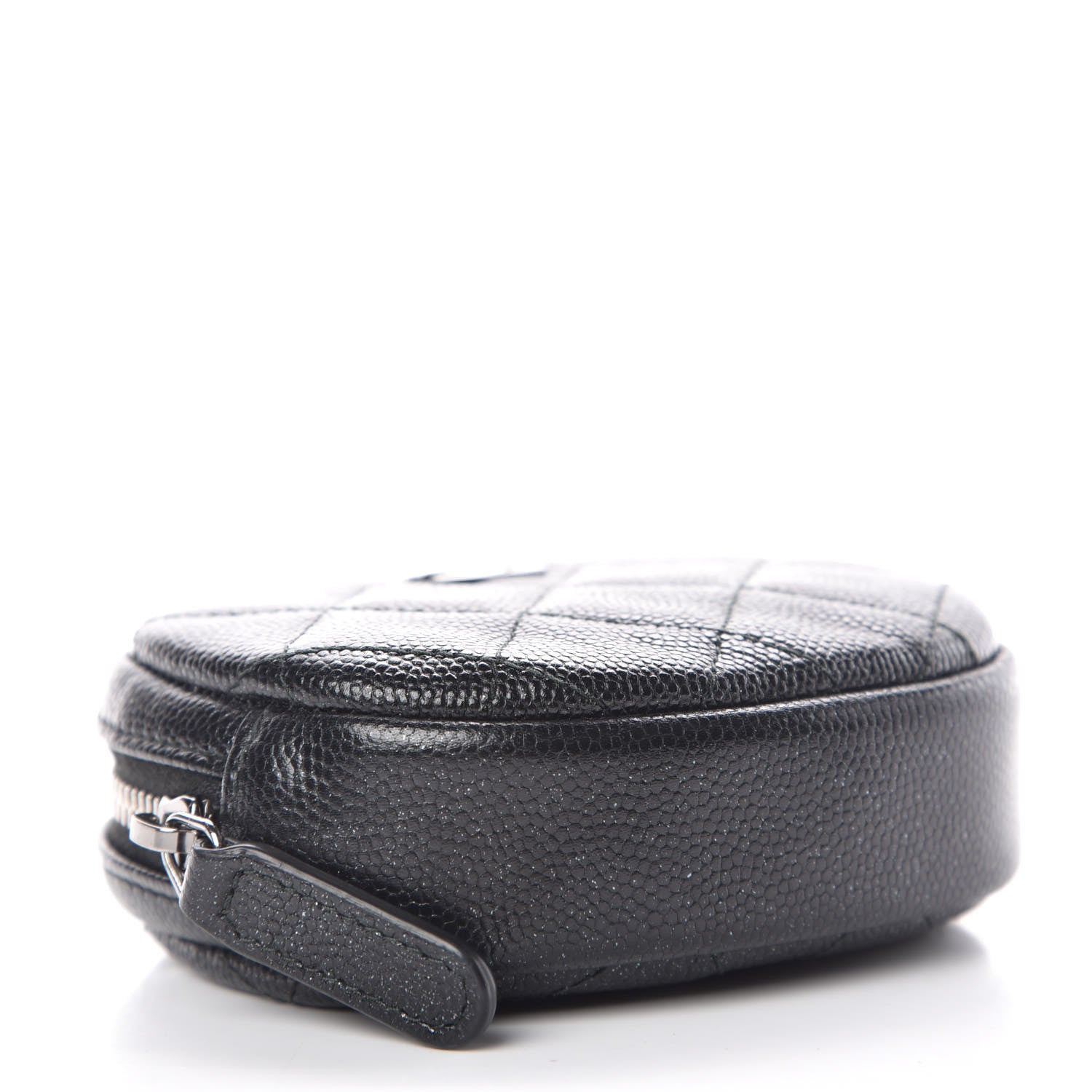 Chanel Metallic Caviar Quilted Zip Around Classic Coin Purse Black 4 of 8