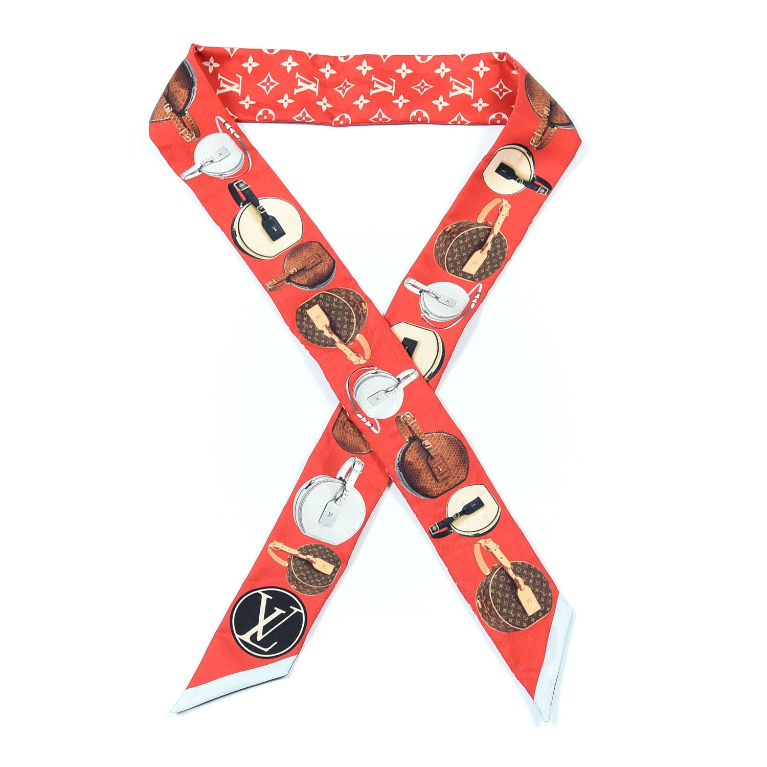 Louis Vuitton Silk Monogram Tribute To Chapeau BB Bandeau Red 1 of 3