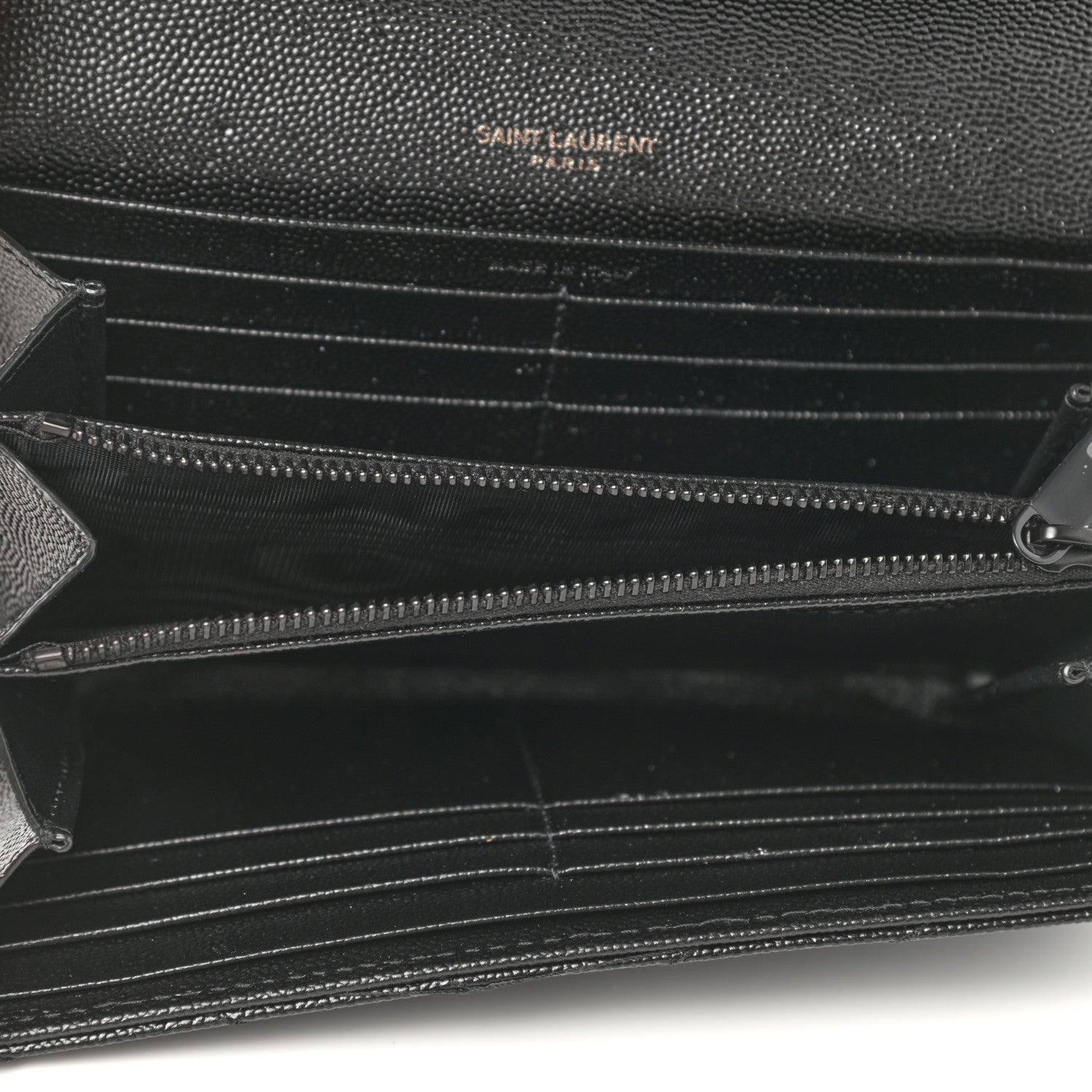 Saint Laurent Grain De Poudre Matelasse Chevron Monogram Flap Wallet Black 7 of 8