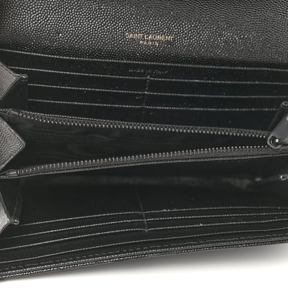 Saint Laurent Grain De Poudre Matelasse Chevron Monogram Flap Wallet Black 7 of 8