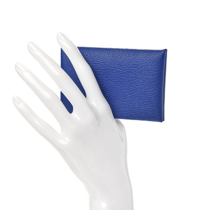 Hermes Chevre Mysore Calvi Card Case Bleu Electrique 2 of 8