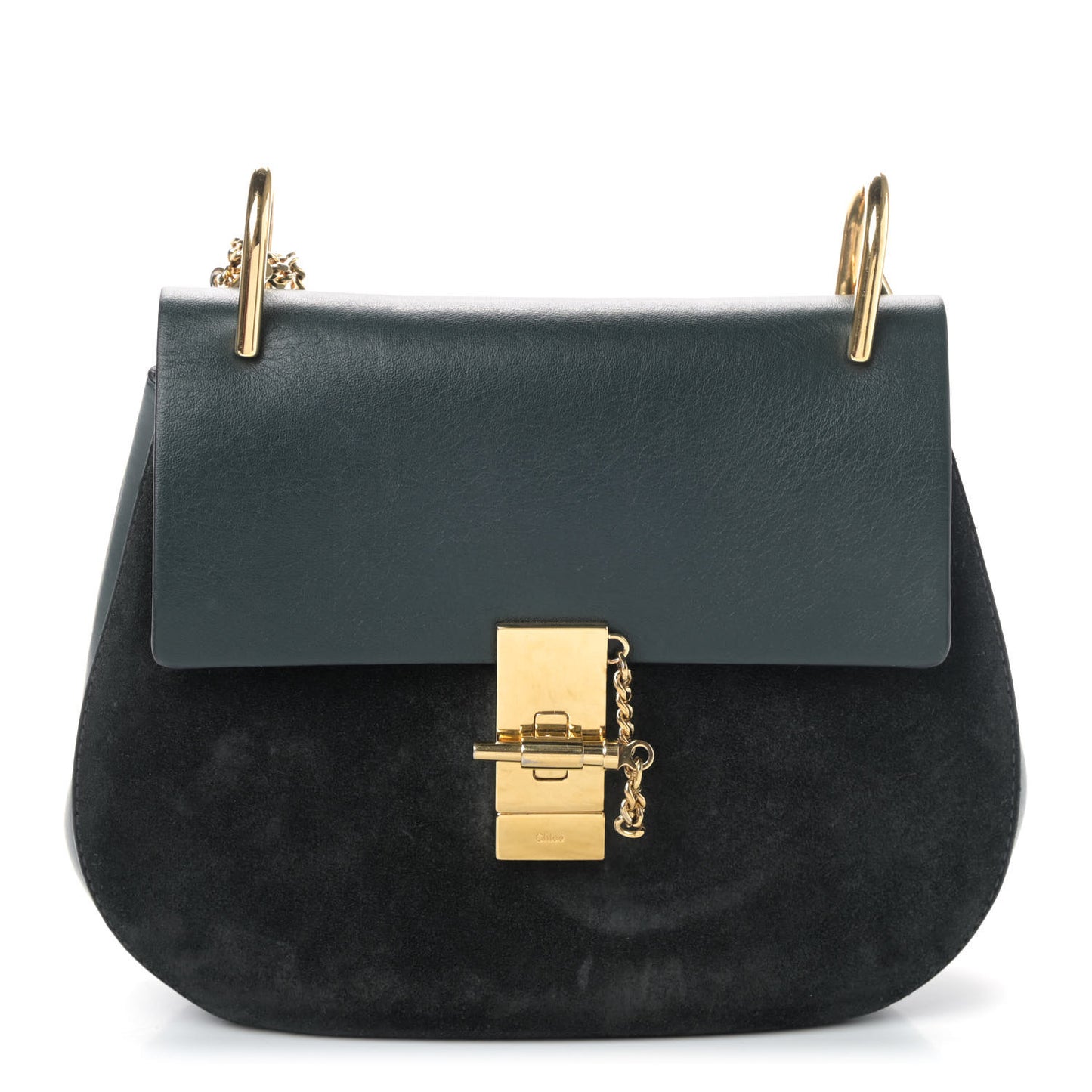Suede Smooth Calfskin Drew Shoulder Bag Intense Green