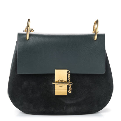 Chloe Suede Smooth Calfskin Drew Shoulder Bag Intense Green 1 of 4