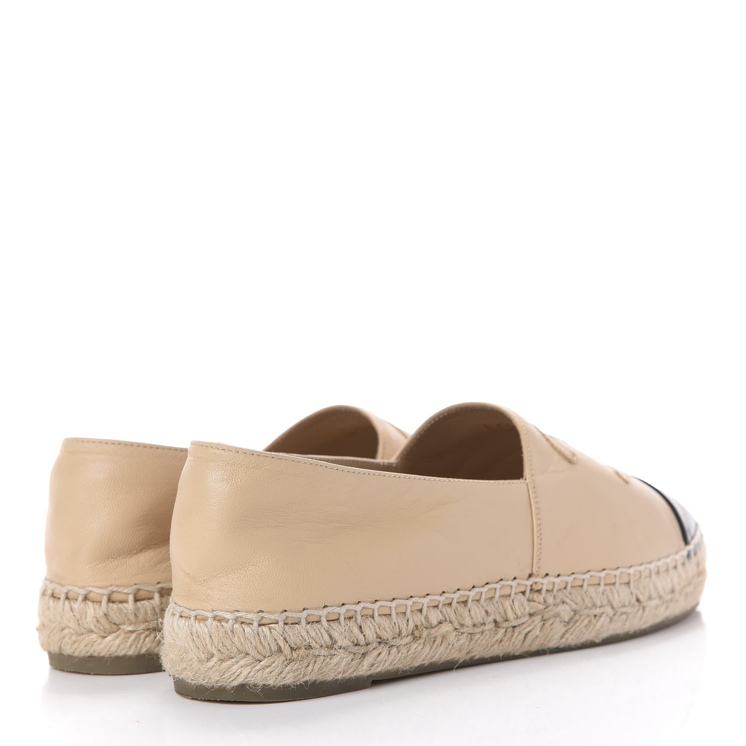 Chanel Lambskin CC Espadrilles 37 Beige Black 4 of 12