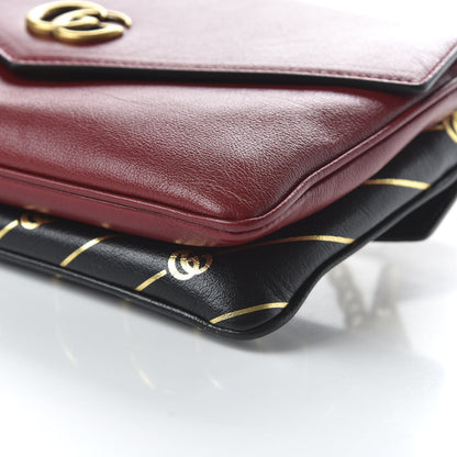Gucci Calfskin Diagonal GG Medium Thiara Double Envelope Shoulder Bag Black Red 7 of 10