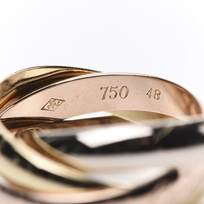 Cartier 18K Pink Yellow White Gold Classic Les Must De Trinity Ring 48 4.5 5 of 6